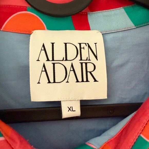 Alden Adair Taylor Puff Sleeve Contrast Trim Midi Dress in Roller Skate XL - Picture 7 of 11